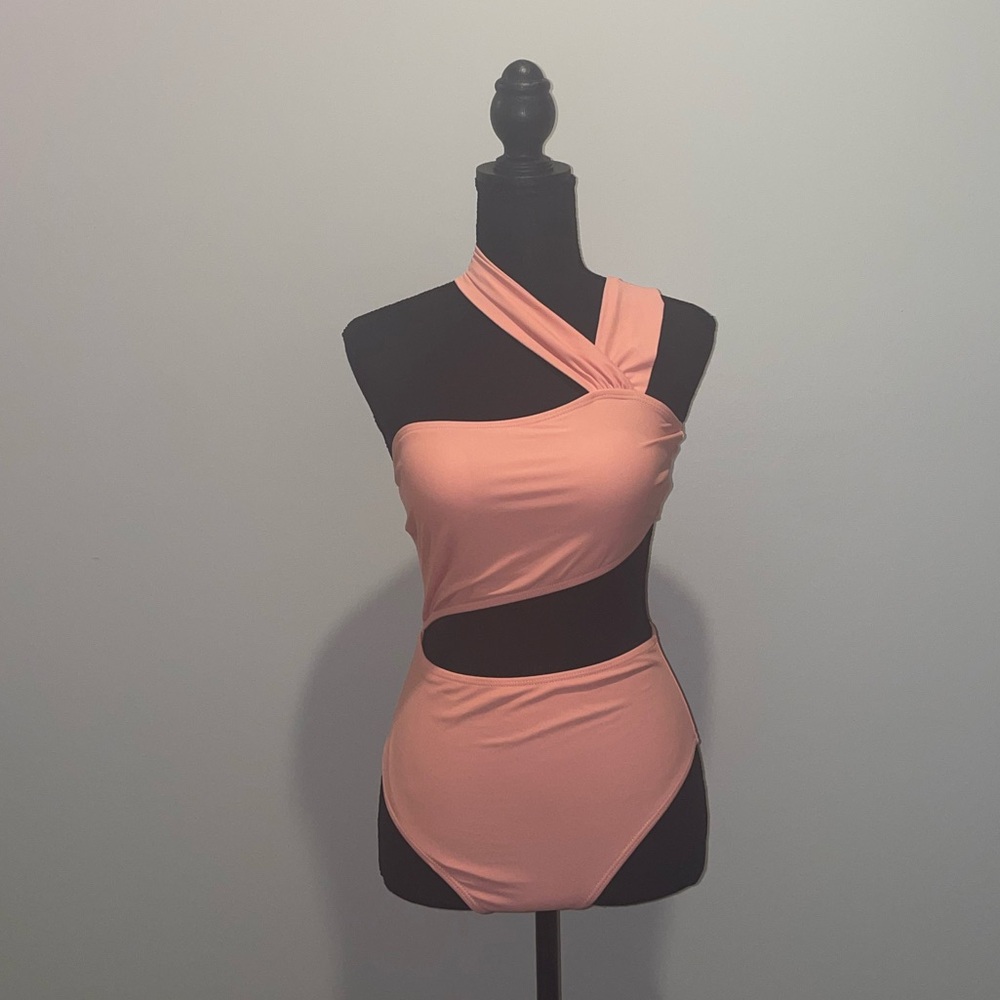 Peach Cut Out One Piece Swimsuit